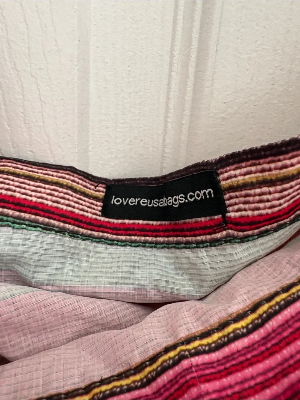 love bags - Boho Stripe Hobo Shoulder Bag in Red and Pink - euc